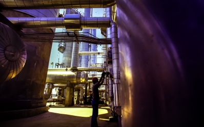 Worker standing on energy site